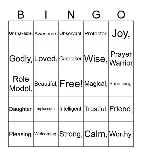 Mother's Day Bingo Card