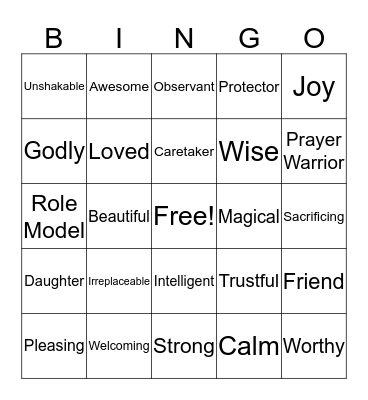 Mother's Day Bingo Card