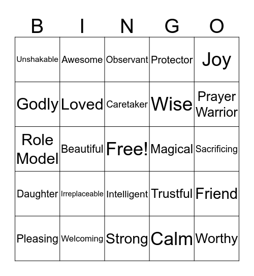 Mother's Day Bingo Card