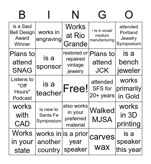 Find Someone Who Bingo Card