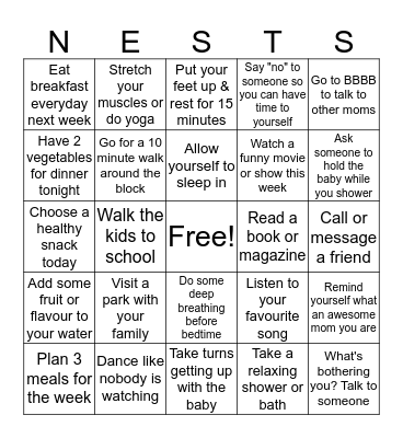 LIFE WITH BABY Bingo Card