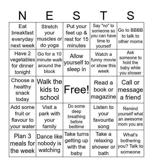 LIFE WITH BABY Bingo Card