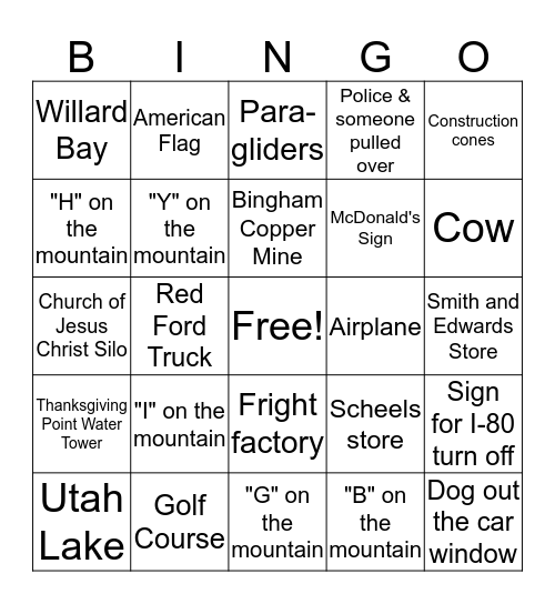 I Spy BINGO Card