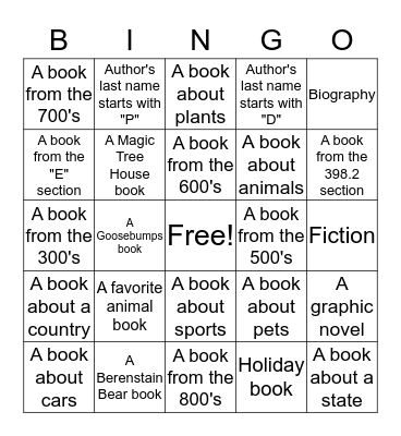 Library Bingo Card