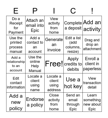 Epic Go Live Bingo! Bingo Card