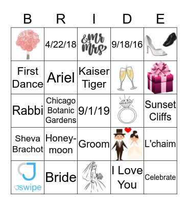 Bridal Shower Bingo Card