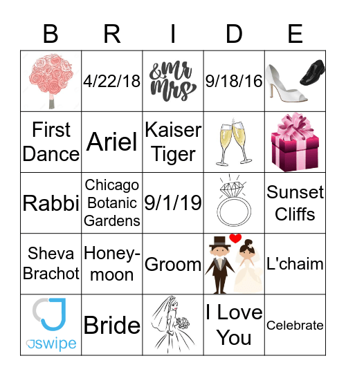 Bridal Shower Bingo Card