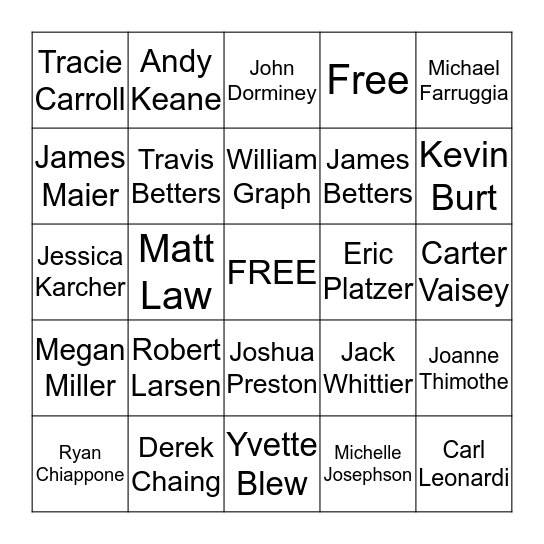 BIFCO BUSINESS CARD BINGO Card