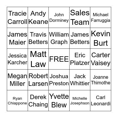 BIFCO BUSINESS CARD BINGO Card