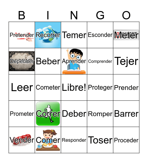 Regular ER-VERBS Bingo Card