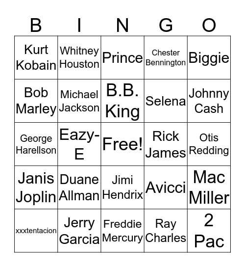 Rest Easy Bingo Card