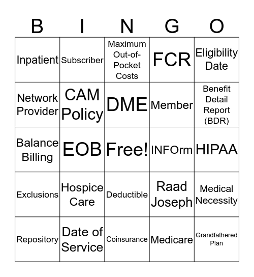 CSA Module One Bingo Card