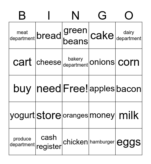 Newcomers: Community Shopping Bingo Card