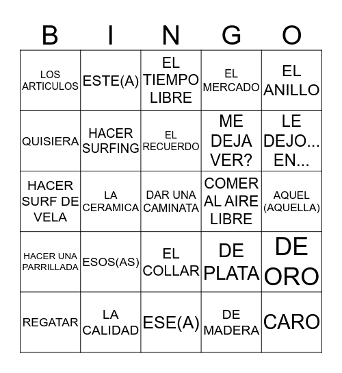 LOTERIA: VAMOS DE VACACIONES Bingo Card