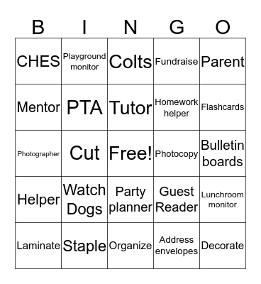CHES Volunteer BINGO Card