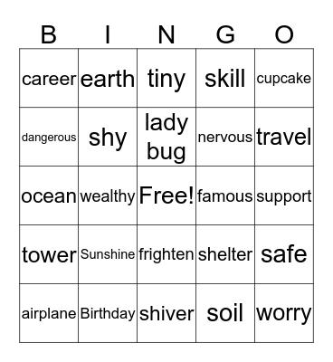 Vocab Bingo Card