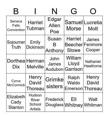 People Create Change 1800-1850 Bingo Card