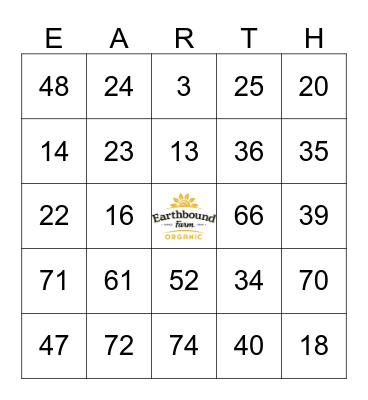Earthbound Farm Bingo Card