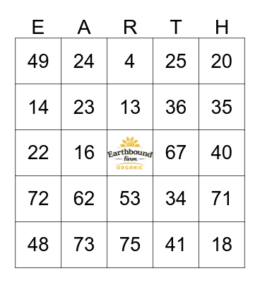 Earthbound Farm Bingo Card