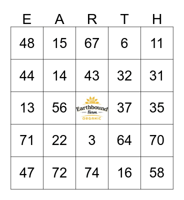 Earthbound Farm Bingo Card