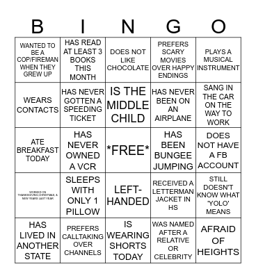 VECC GETTING TO KNOW YOU BINGO Card