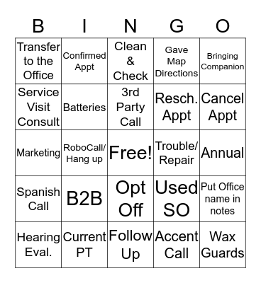 AAH Bingo Card
