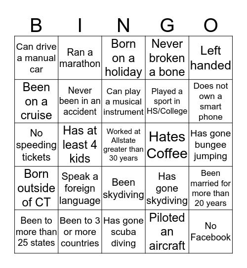 Get to Know Your Co-Worker Bingo Card