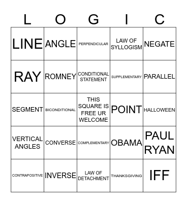 Logic Review Bingo Card