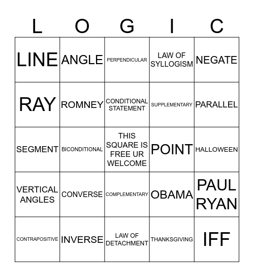 Logic Review Bingo Card