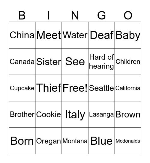 ASL Bingo Card