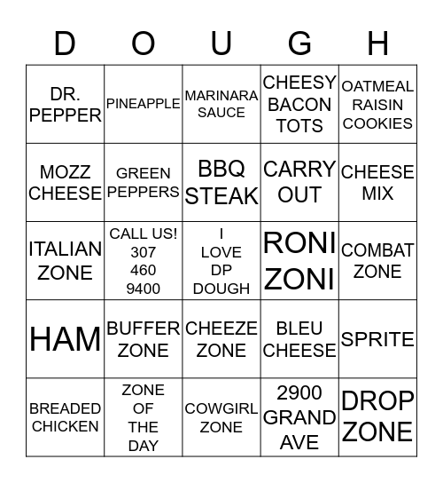 DP DOUGH BINGO Card