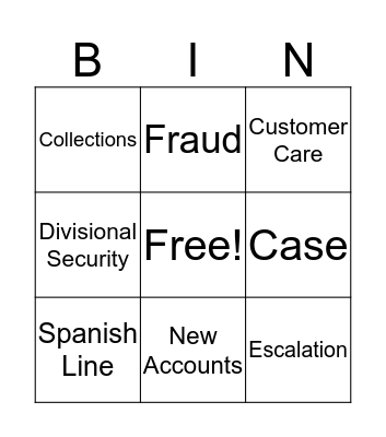 Call Transfer BINGO Card