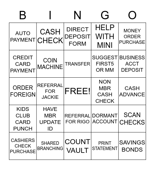 TELLER Bingo Card