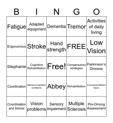 OT Month BINGO Card