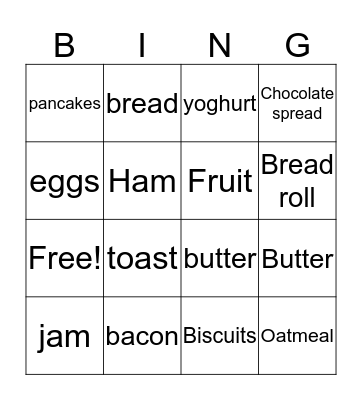 Tasty Bingo Card