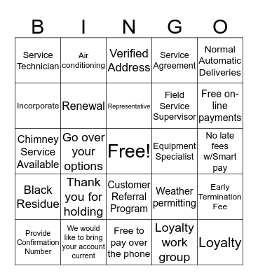 WOW our customers Bingo Card