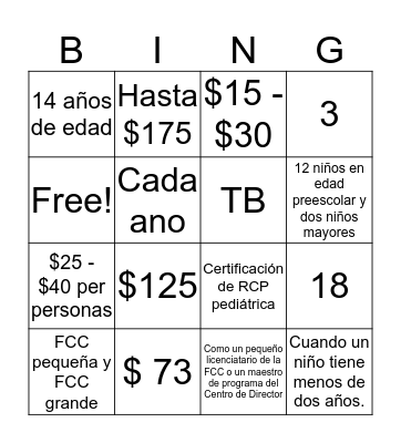 Fun NIGHT NINGO Bingo Card