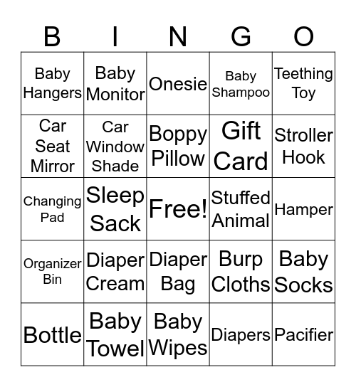 Baby Shower "Bean-Go" Bingo Card