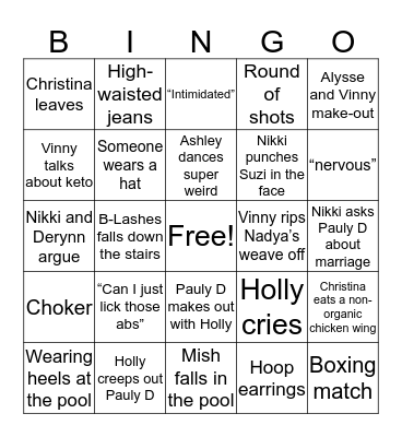 Double Shot at Love - Episode 2 Bingo Card