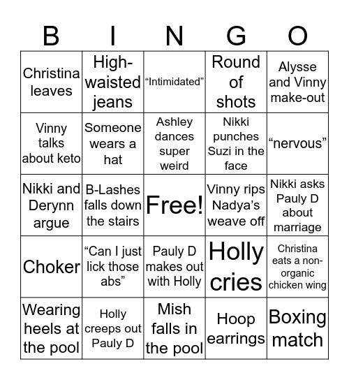 Double Shot at Love - Episode 2 Bingo Card