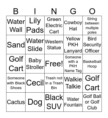 Tour Bingo Card