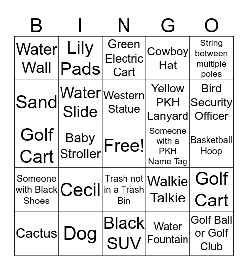 Tour Bingo Card