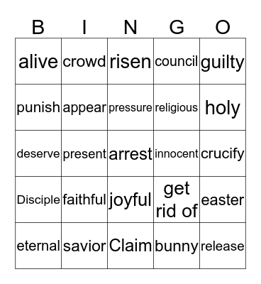 Easter Bingo Card
