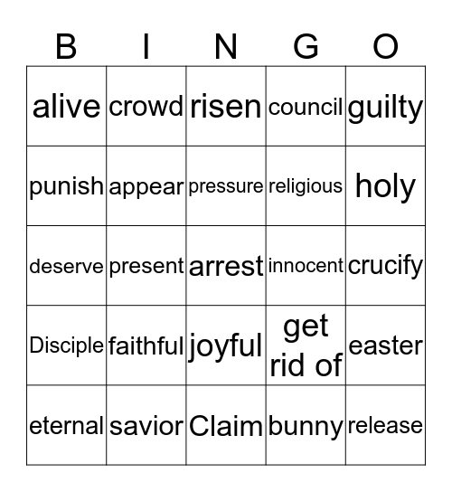 Easter Bingo Card
