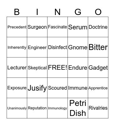 Leanna's Vocabulary Bingo Card