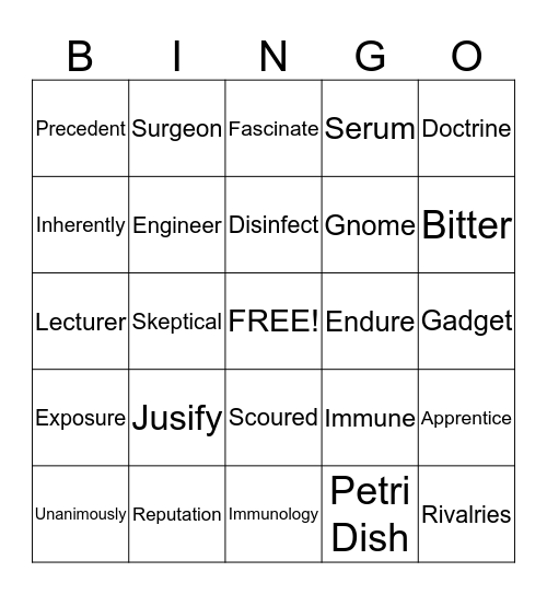 Leanna's Vocabulary Bingo Card