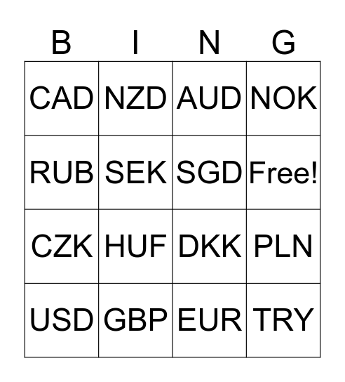 ClinCard Bingo Card