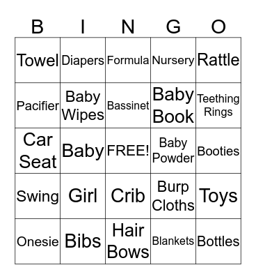 Tramiaine's Baby Shower Bingo Card