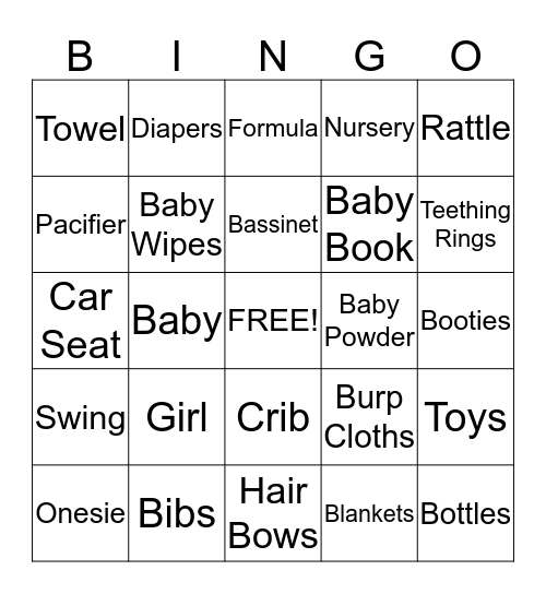Tramiaine's Baby Shower Bingo Card