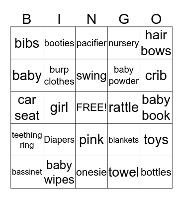 Tramaine's Baby Shower  Bingo Card